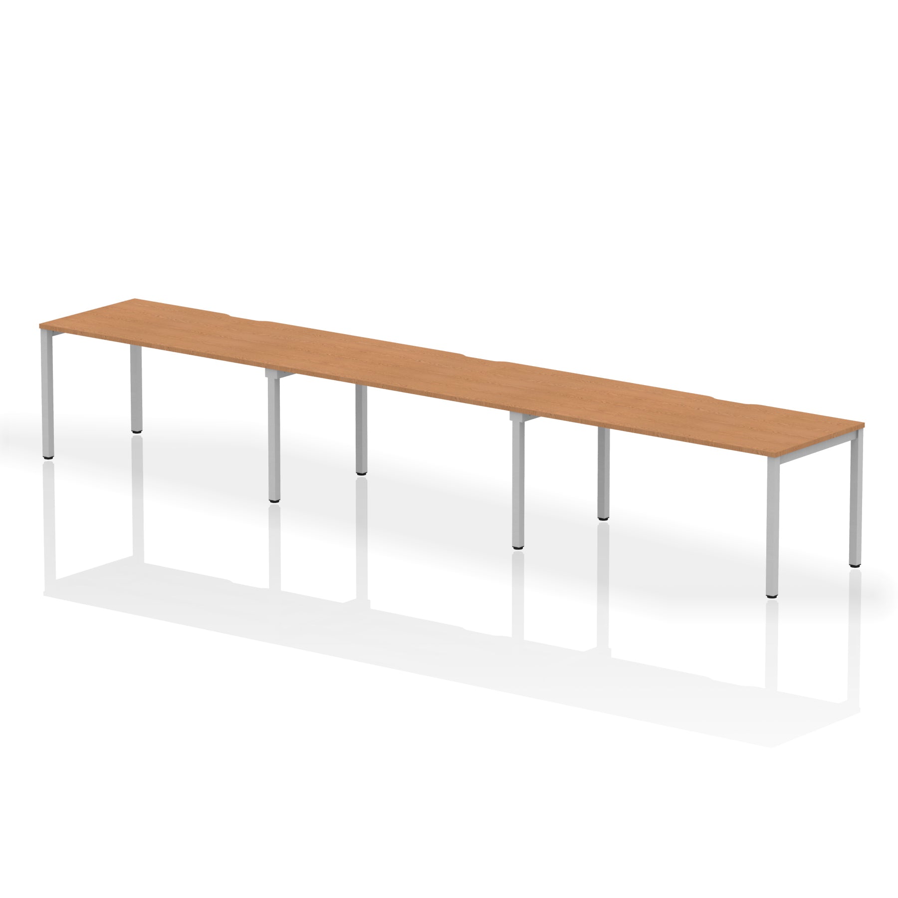 Evolve Plus 3-Person Single Row Desk - Rectangular MFC Top, Box Frame Legs, Self-Assembly, 5-Year Guarantee - 3600/4200/4800x800mm