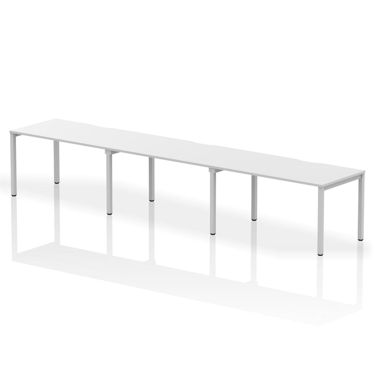 Evolve Plus 3-Person Single Row Desk - Rectangular MFC Top, Box Frame Legs, Self-Assembly, 5-Year Guarantee - 3600/4200/4800x800mm