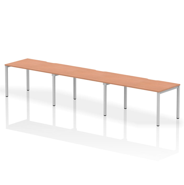 Evolve Plus 3-Person Single Row Desk - Rectangular MFC Top, Box Frame Legs, Self-Assembly, 5-Year Guarantee - 3600/4200/4800x800mm