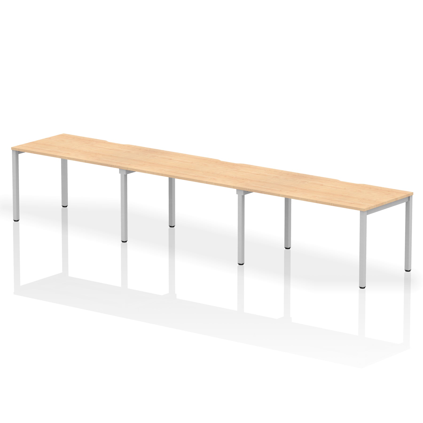 Evolve Plus 3-Person Single Row Desk - Rectangular MFC Top, Box Frame Legs, Self-Assembly, 5-Year Guarantee - 3600/4200/4800x800mm