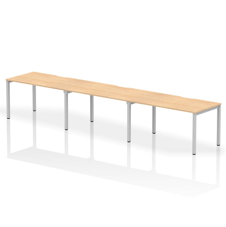 Evolve Plus 3-Person Single Row Desk - Rectangular MFC Top, Box Frame Legs, Self-Assembly, 5-Year Guarantee - 3600/4200/4800x800mm