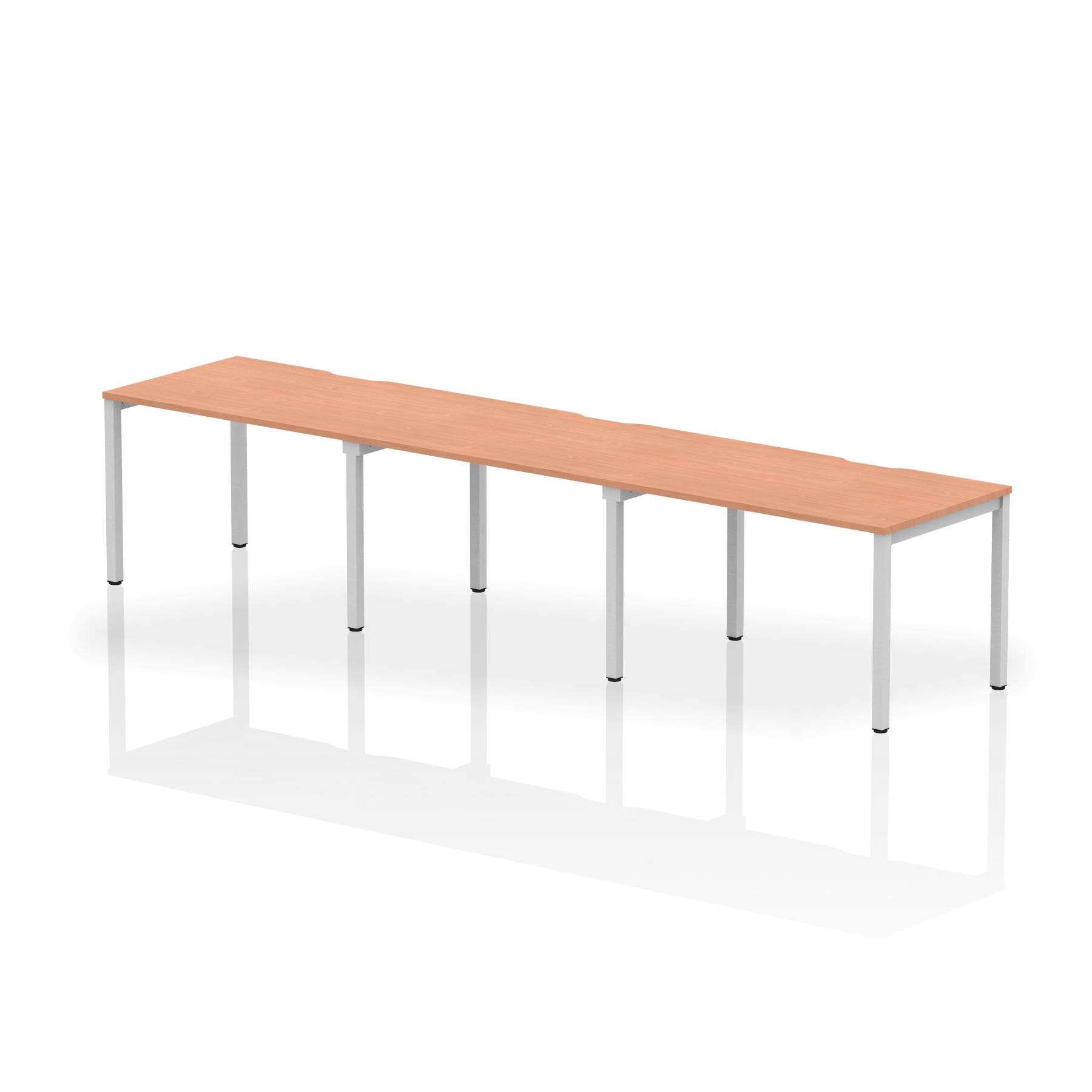 Evolve Plus 3-Person Single Row Desk - Rectangular MFC Top, Box Frame Legs, Self-Assembly, 5-Year Guarantee - 3600/4200/4800x800mm