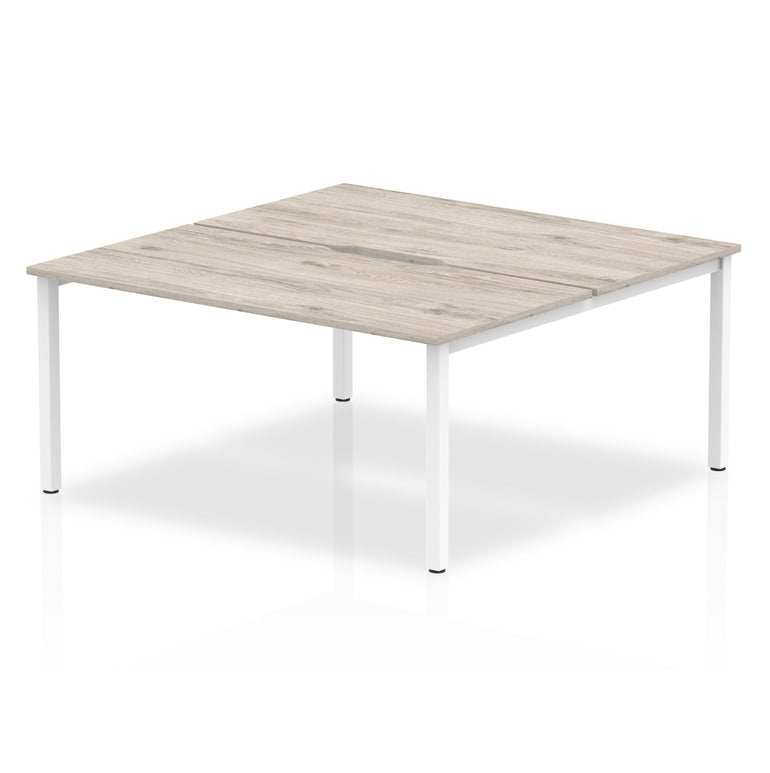 Evolve Plus B2B 2-Person Rectangular Desk - MFC, Self-Assembly, 5-Year Guarantee, 1200-1600mm Width, Silver/White Frame