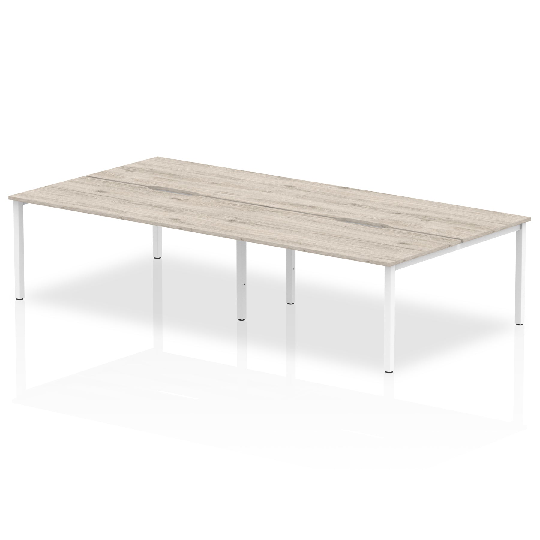 Evolve Plus B2B 4-Person Desk - Rectangular MFC, Self-Assembly, 5-Year Guarantee, 2400-3200mm Width, Silver/White Frame