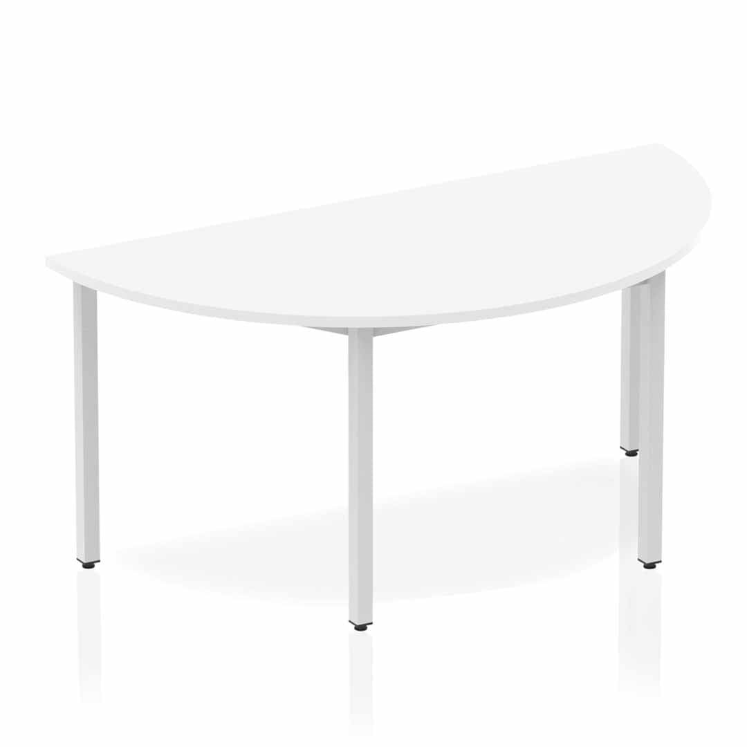 Impulse Semi-Circle Table Box Frame Leg - 1600x800mm MFC Top, Silver Frame, Self-Assembly, 5-Year Guarantee (29.8kg)