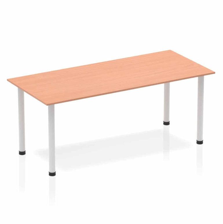 Impulse 1800mm Straight Post Leg Table - Rectangular MFC Desk, 5-Year Guarantee, Self-Assembly, Multiple Frame Colors