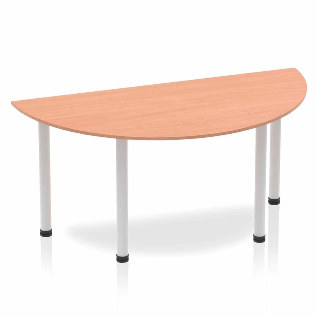 Impulse Semi-Circle Table 1600x800mm with Post Leg - MFC Material, 5-Year Guarantee, Self-Assembly, Multiple Frame Colours