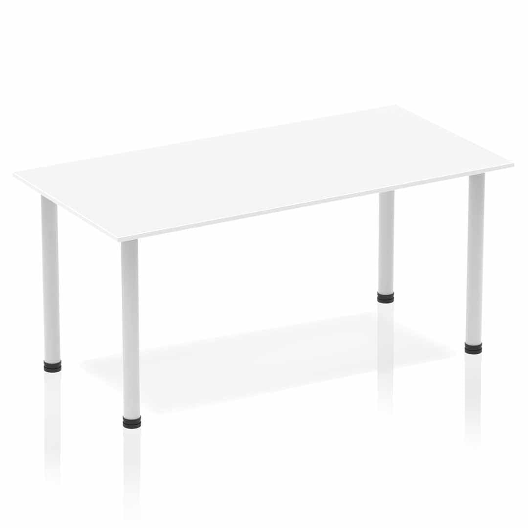 Impulse 1600mm Straight Post Leg Table - Rectangular MFC Desk, Self-Assembly, 5-Year Guarantee, Multiple Frame Colors