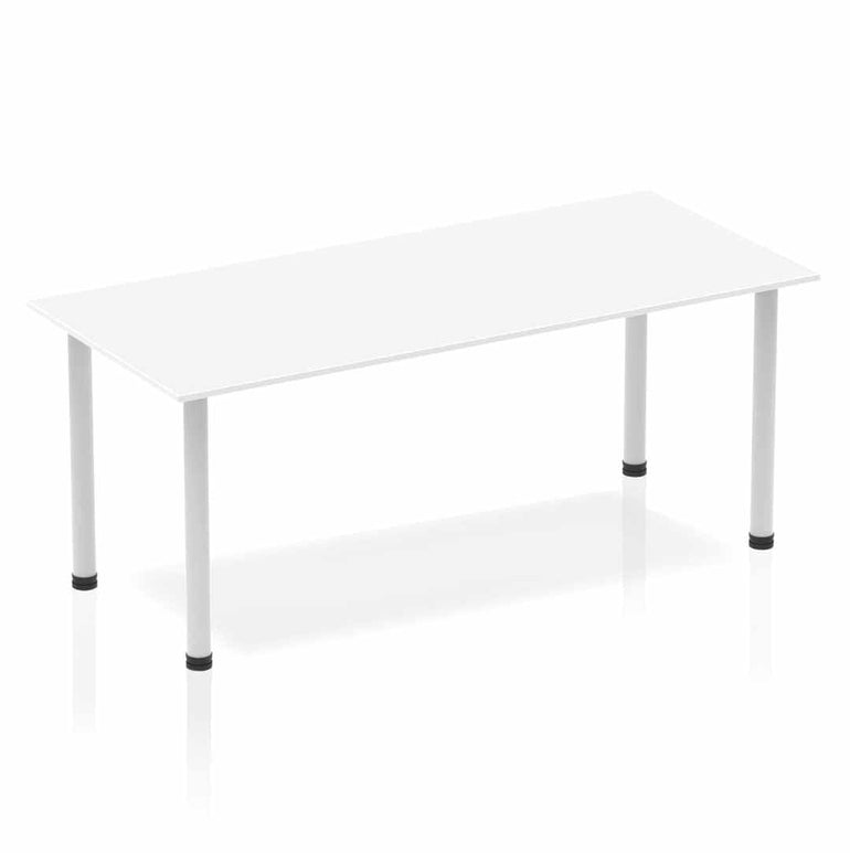 Impulse 1800mm Straight Post Leg Table - Rectangular MFC Desk, 5-Year Guarantee, Self-Assembly, Multiple Frame Colors