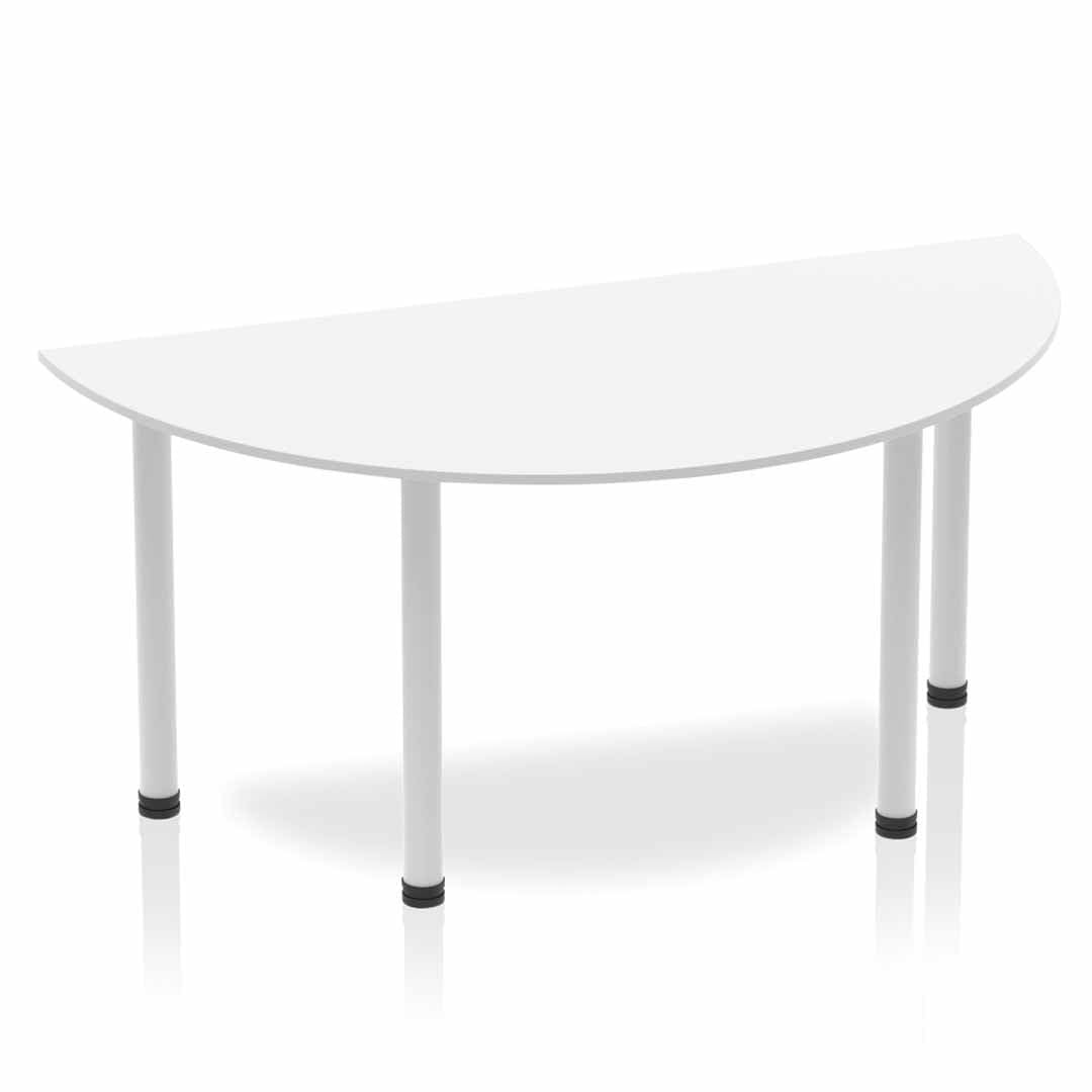 Impulse Semi-Circle Table 1600x800mm with Post Leg - MFC Material, 5-Year Guarantee, Self-Assembly, Multiple Frame Colours