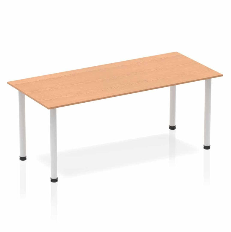 Impulse 1800mm Straight Post Leg Table - Rectangular MFC Desk, 5-Year Guarantee, Self-Assembly, Multiple Frame Colors