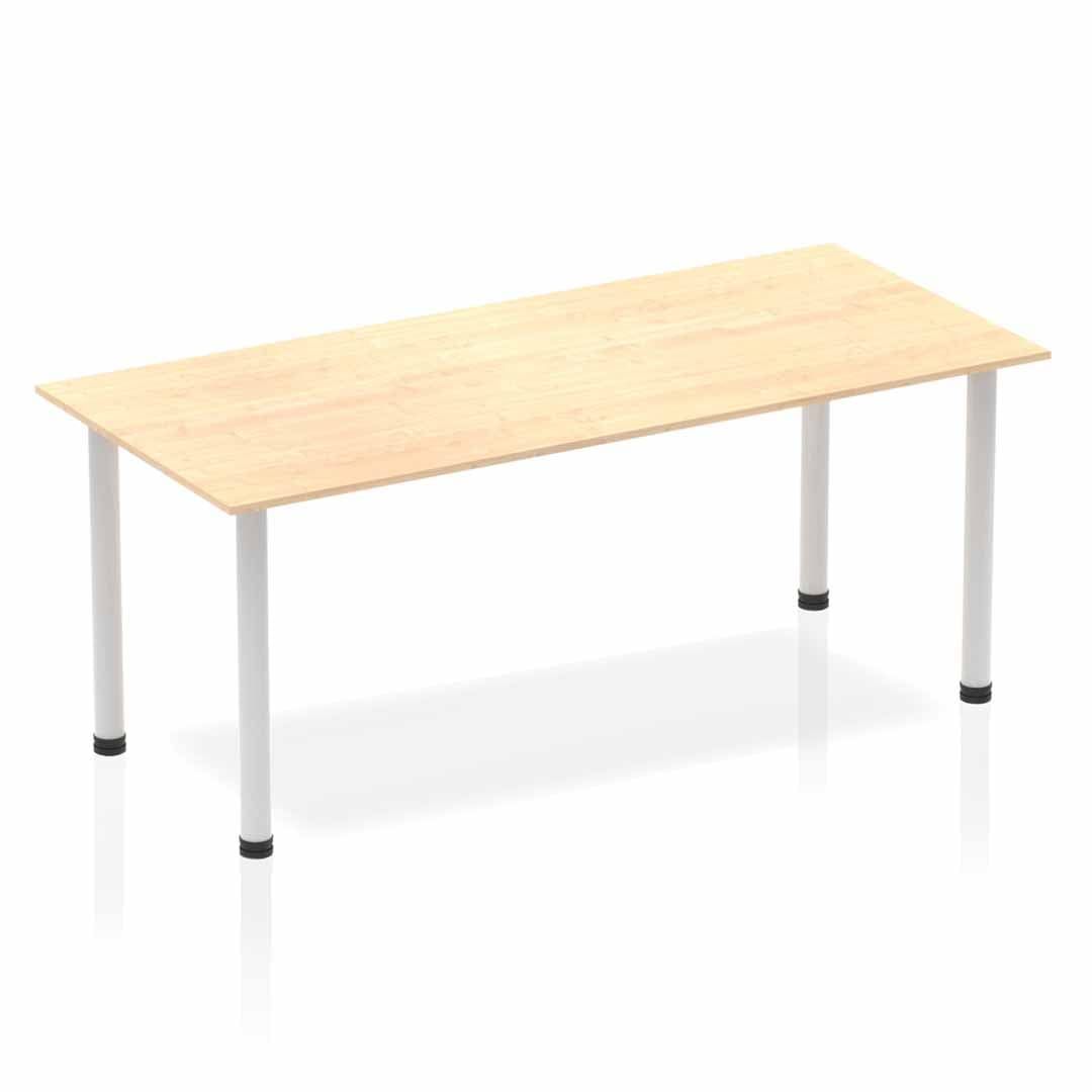 Impulse 1800mm Straight Post Leg Table - Rectangular MFC Desk, 5-Year Guarantee, Self-Assembly, Multiple Frame Colors