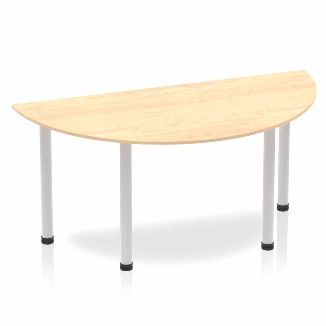 Impulse Semi-Circle Table 1600x800mm with Post Leg - MFC Material, 5-Year Guarantee, Self-Assembly, Multiple Frame Colours