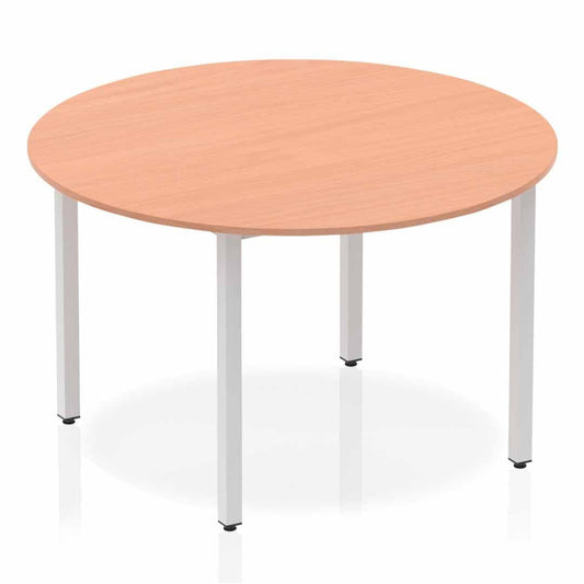 Impulse 1200x1200 Circle Table with Silver Box Frame Leg - MFC Material, Self-Assembly, 5-Year Guarantee