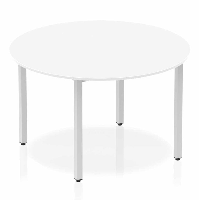 Impulse 1200x1200 Circle Table with Silver Box Frame Leg - MFC Material, Self-Assembly, 5-Year Guarantee