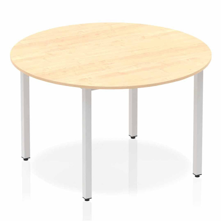 Impulse 1200x1200 Circle Table with Silver Box Frame Leg - MFC Material, Self-Assembly, 5-Year Guarantee