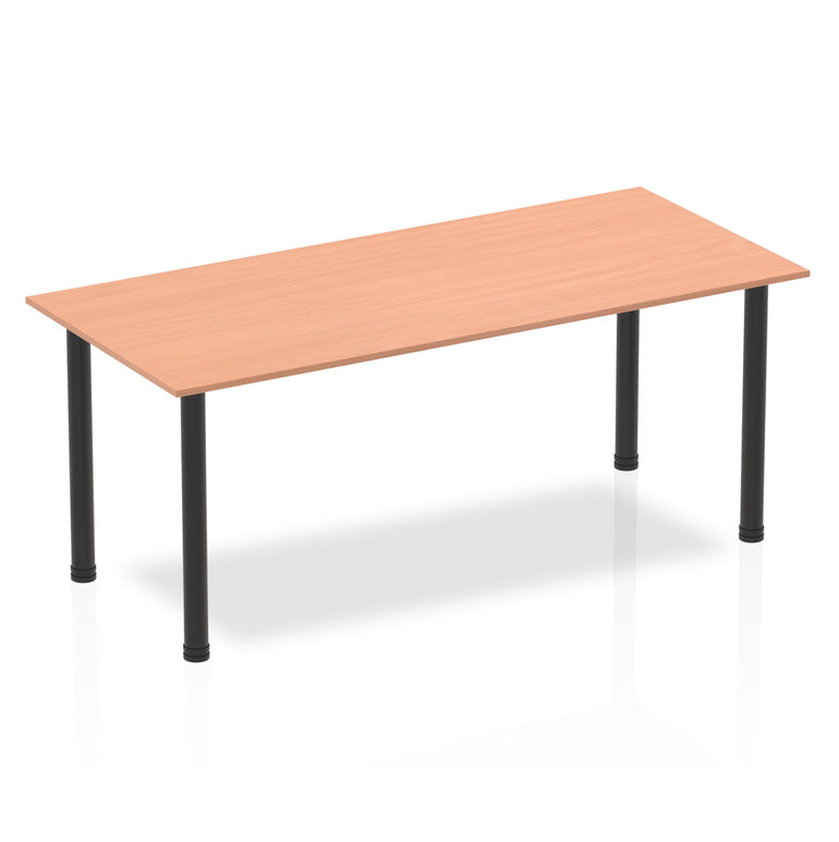 Impulse 1800mm Straight Post Leg Table - Rectangular MFC Desk, 5-Year Guarantee, Self-Assembly, Multiple Frame Colors