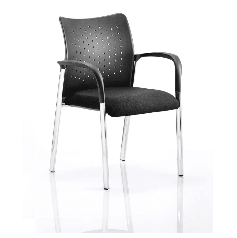 Academy Stacking Medium Back Visitor Office Chair - Pre-Assembled, Fabric & Mesh, Chrome Metal Frame, 115kg Capacity, 8hr Usage, 2yr Guarantee