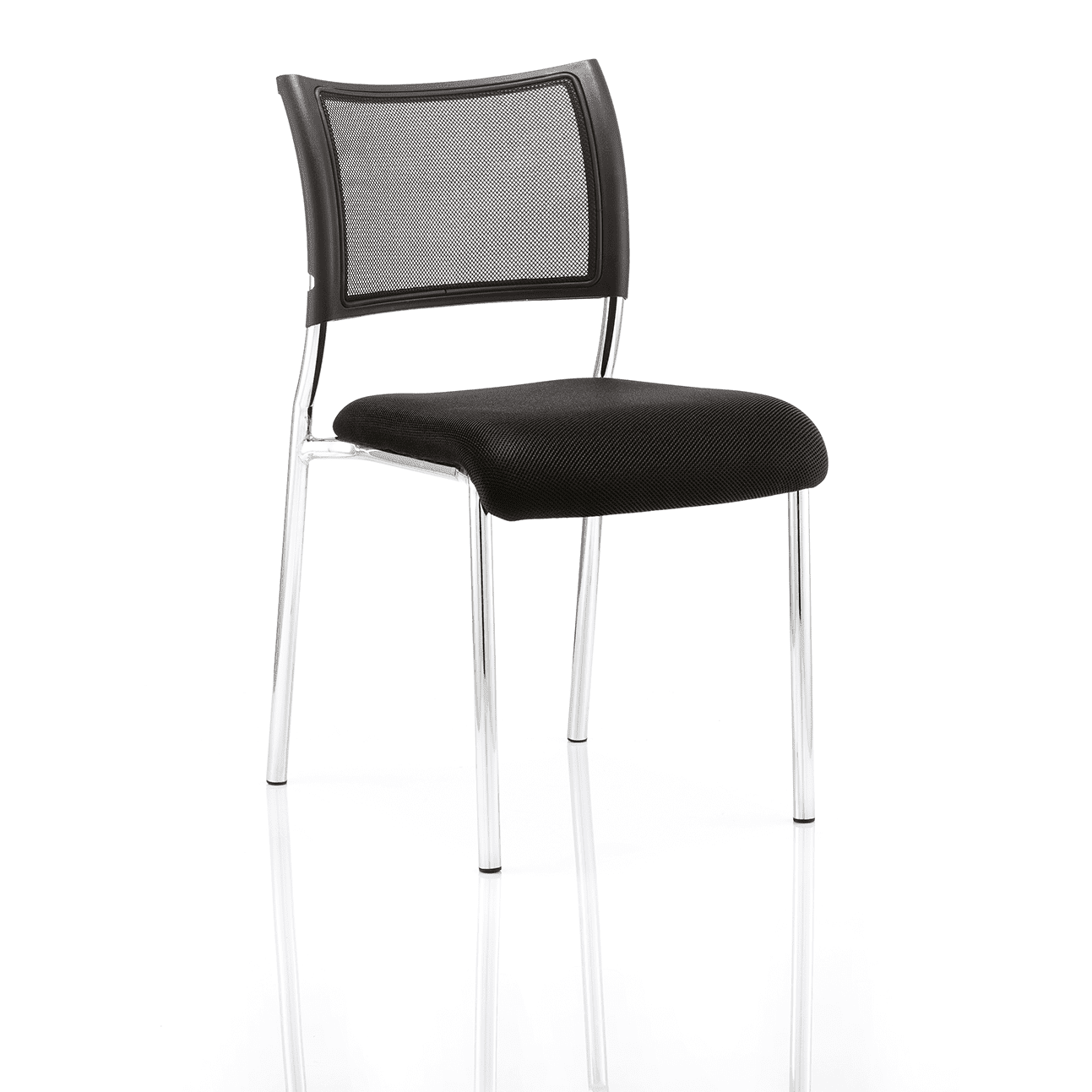 Brunswick Medium Back Mesh Office Chair - Stackable, Pre-Assembled, Chrome Frame, Airmesh Seat, 115kg Capacity, 8hr Usage, 2yr Warranty