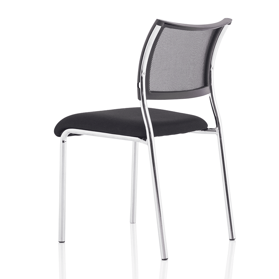 Brunswick Medium Back Mesh Office Chair - Stackable, Pre-Assembled, Chrome Frame, Airmesh Seat, 115kg Capacity, 8hr Usage, 2yr Warranty