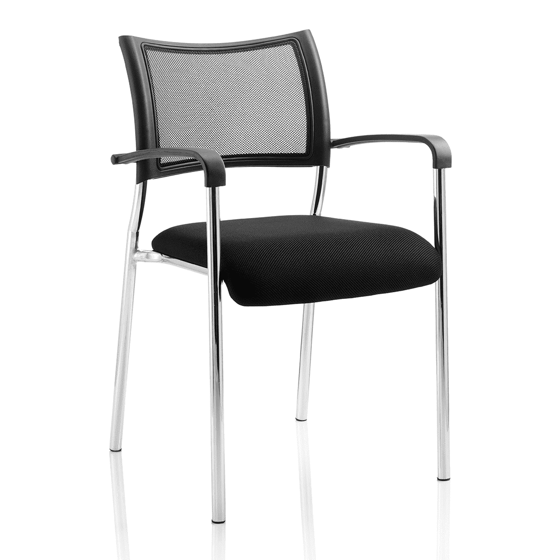 Brunswick Medium Back Mesh Office Chair - Stackable, Pre-Assembled, Chrome Frame, Airmesh Seat, 115kg Capacity, 8hr Usage, 2yr Warranty