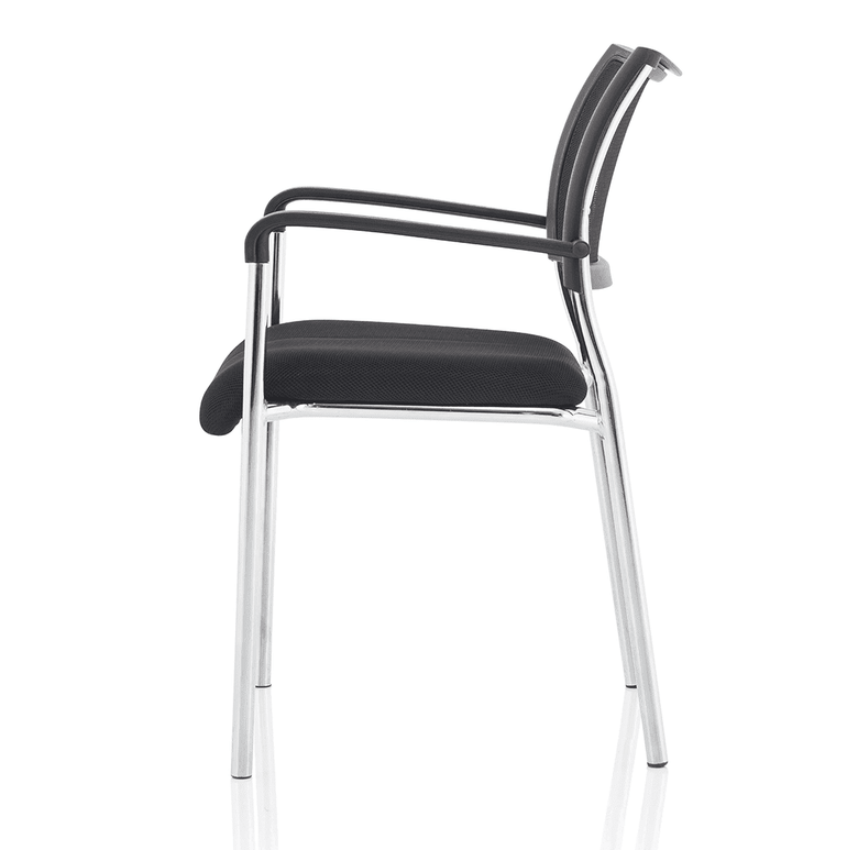 Brunswick Medium Back Mesh Office Chair - Stackable, Pre-Assembled, Chrome Frame, Airmesh Seat, 115kg Capacity, 8hr Usage, 2yr Warranty