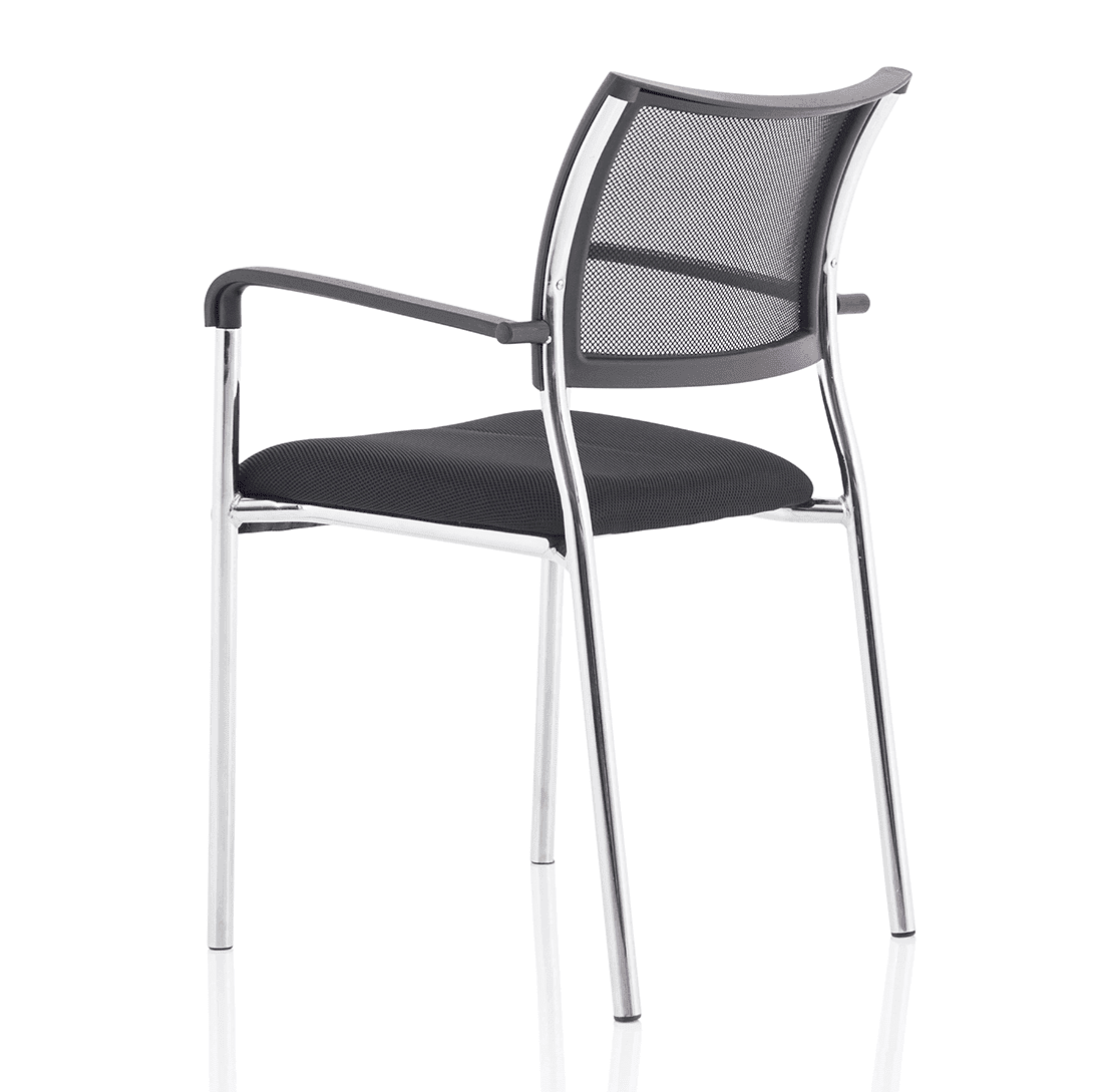 Brunswick Medium Back Mesh Office Chair - Stackable, Pre-Assembled, Chrome Frame, Airmesh Seat, 115kg Capacity, 8hr Usage, 2yr Warranty