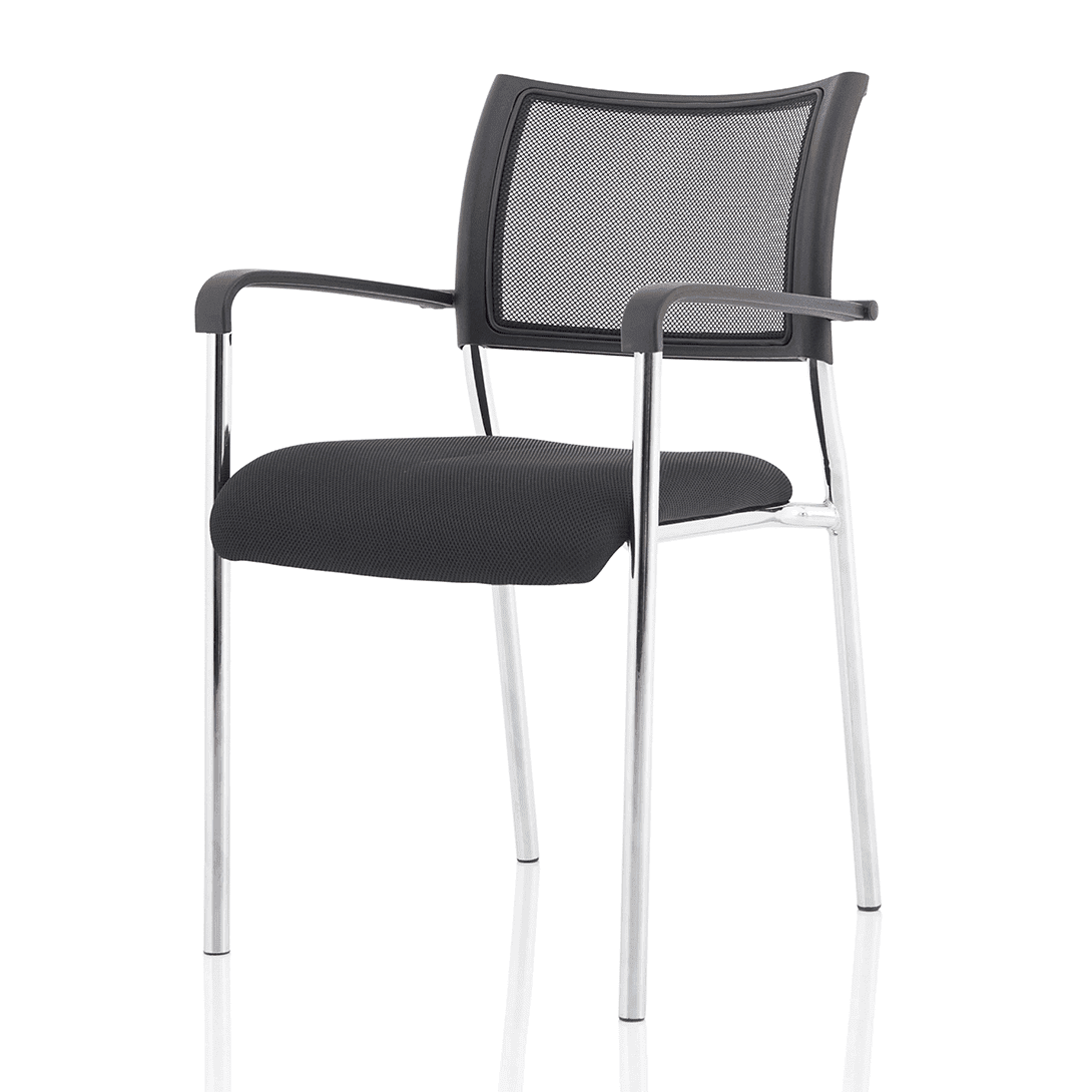 Brunswick Medium Back Mesh Office Chair - Stackable, Pre-Assembled, Chrome Frame, Airmesh Seat, 115kg Capacity, 8hr Usage, 2yr Warranty