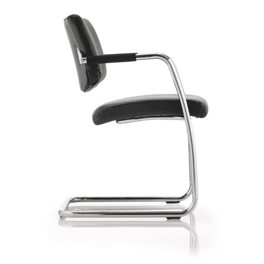 Havanna Medium Back Cantilever Visitor Chair with Arms - Soft Bonded Leather/Fabric, Chrome Frame, 115kg Capacity, 8hr Usage, 2yr Guarantee
