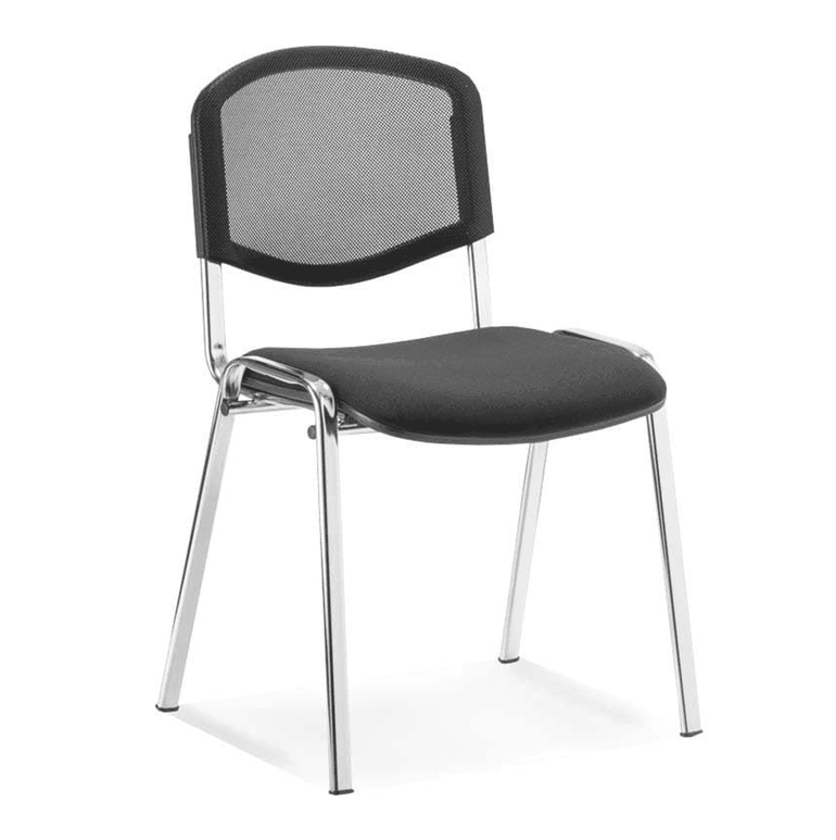 ISO Stackable Visitor/Conference Chair - Pre-Assembled, 110kg Capacity, 6hr Usage, Metal Frame, Fabric/Mesh/Vinyl/Wood Options - 535x410x820mm