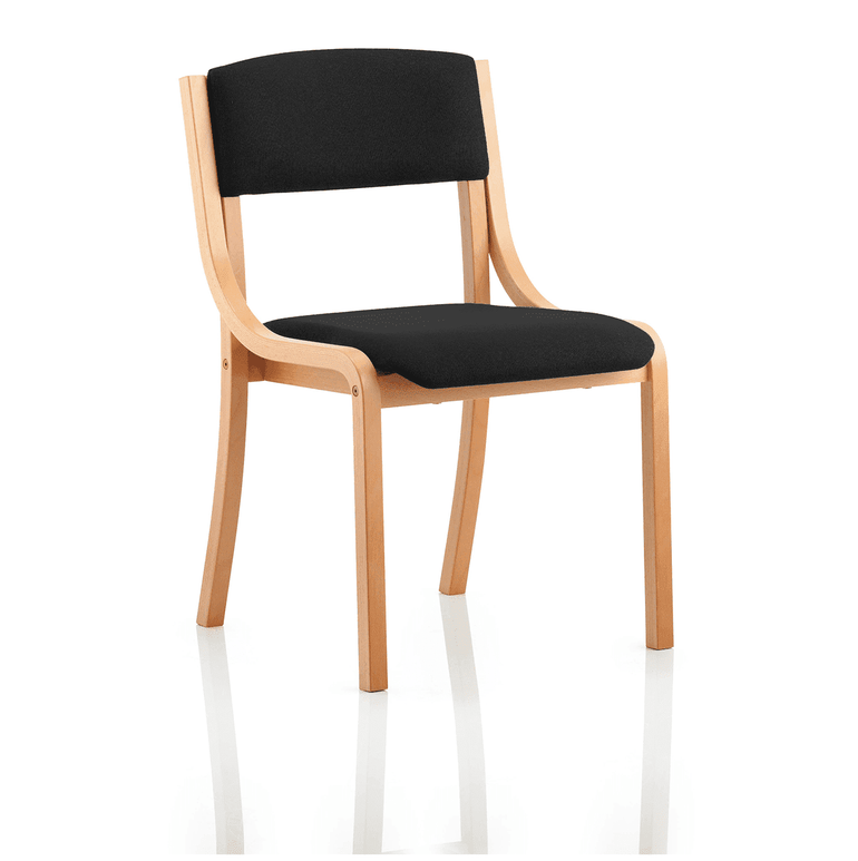 Madrid Wooden Frame Visitor Chair with Arms - Fabric Seat & Back, Stackable, 115kg Capacity, 8hr Usage, 1yr Guarantee