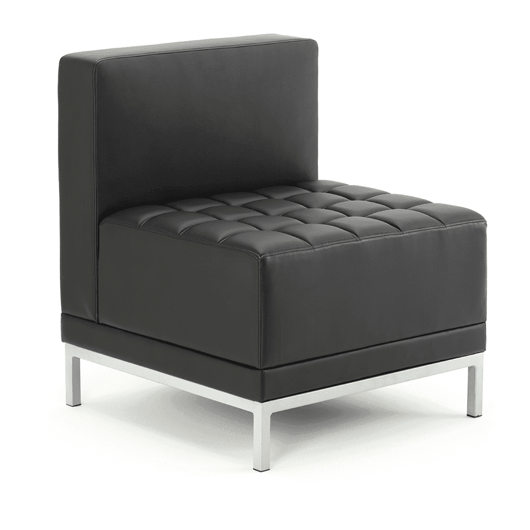 Infinity Modular Straight Back Sofa Chair - Soft Bonded Leather, Chrome Metal Frame, Pre-Assembled, 150kg Capacity, 5hr Usage - 660x660x770mm