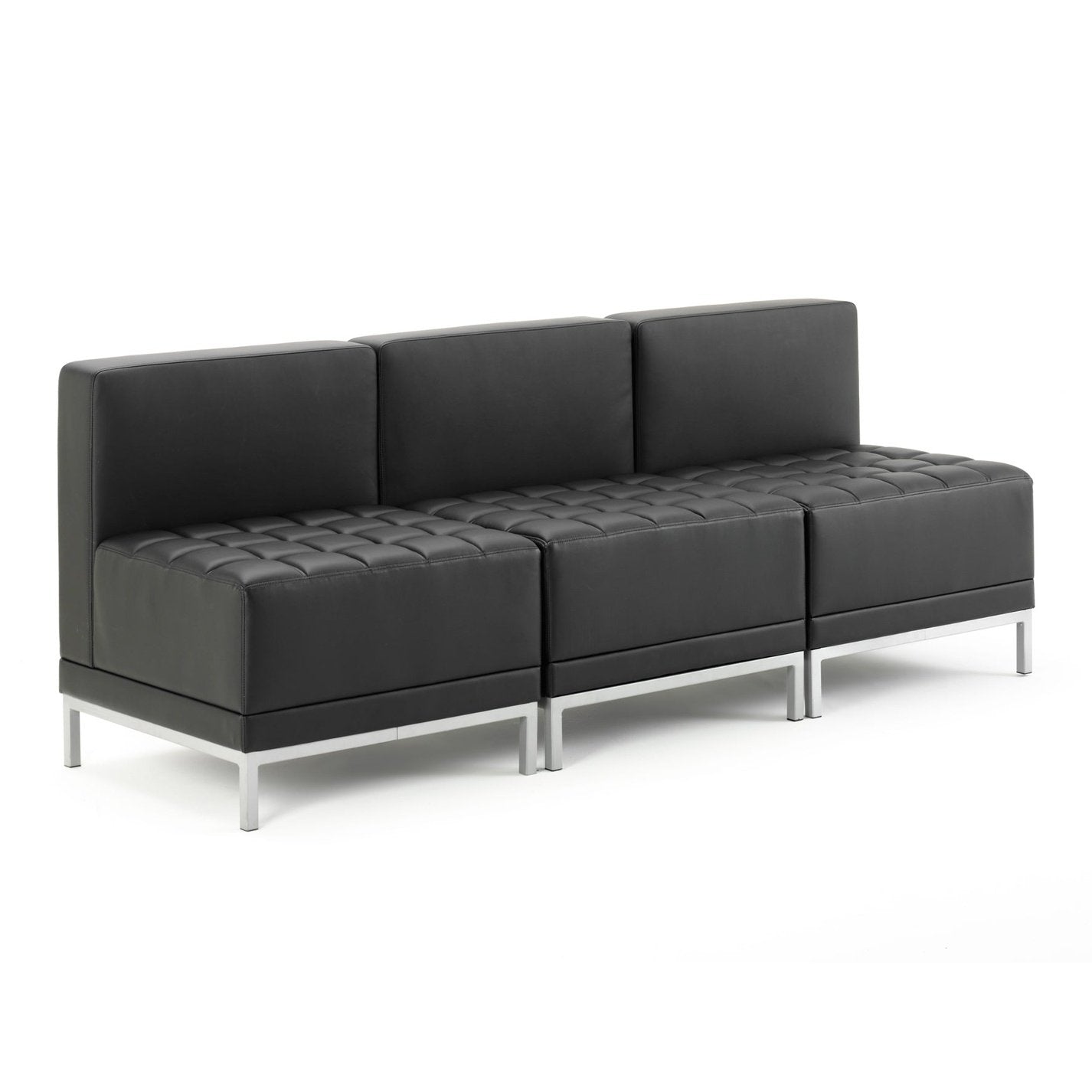 Infinity Modular Straight Back Sofa Chair - Soft Bonded Leather, Chrome Metal Frame, Pre-Assembled, 150kg Capacity, 5hr Usage - 660x660x770mm