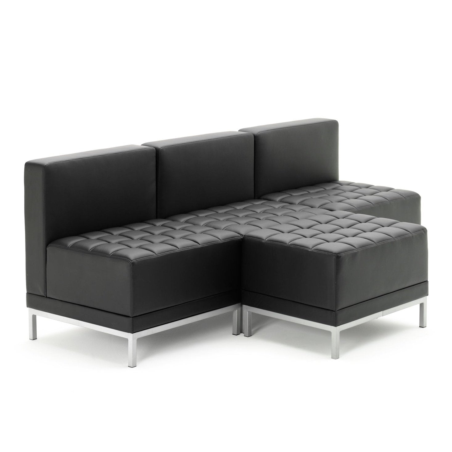 Infinity Modular Straight Back Sofa Chair - Soft Bonded Leather, Chrome Metal Frame, Pre-Assembled, 150kg Capacity, 5hr Usage - 660x660x770mm