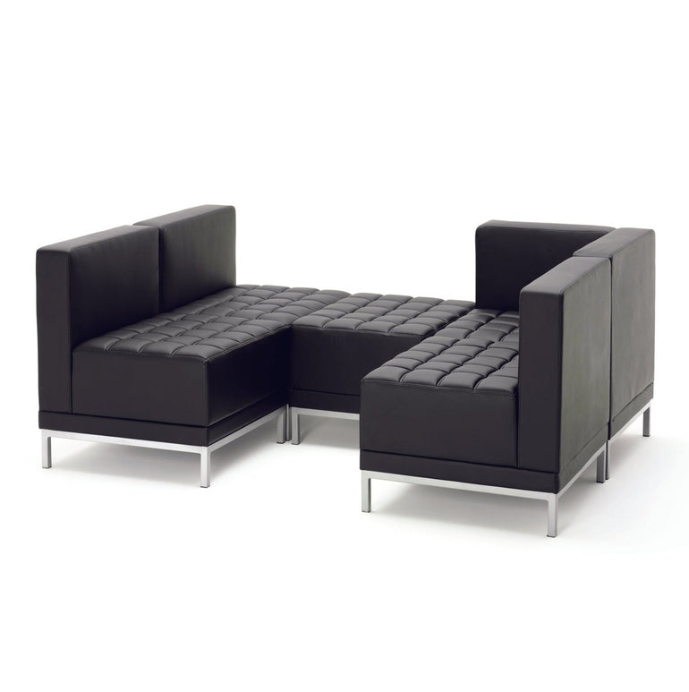 Infinity Modular Straight Back Sofa Chair - Soft Bonded Leather, Chrome Metal Frame, Pre-Assembled, 150kg Capacity, 5hr Usage - 660x660x770mm