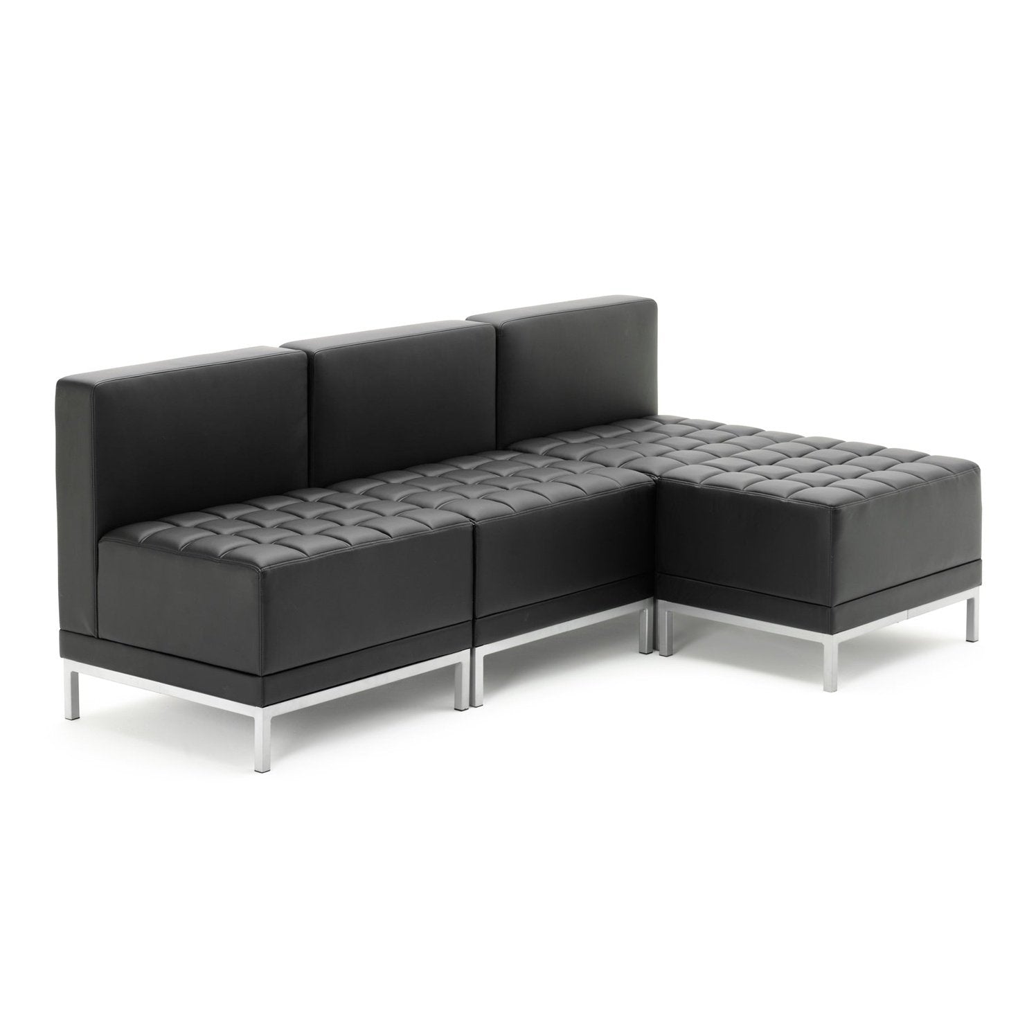 Infinity Modular Straight Back Sofa Chair - Soft Bonded Leather, Chrome Metal Frame, Pre-Assembled, 150kg Capacity, 5hr Usage - 660x660x770mm