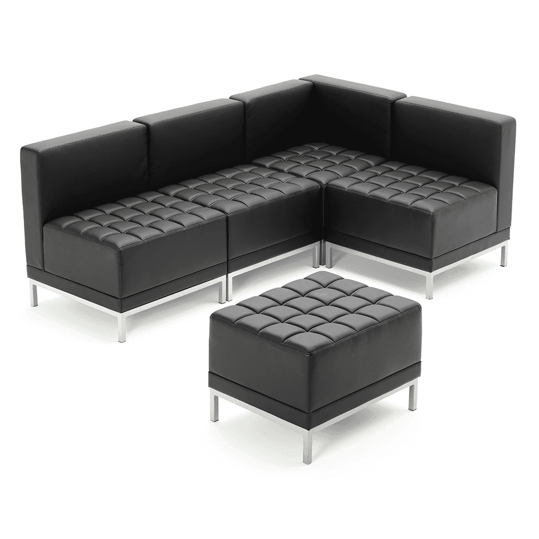 Infinity Modular Straight Back Sofa Chair - Soft Bonded Leather, Chrome Metal Frame, Pre-Assembled, 150kg Capacity, 5hr Usage - 660x660x770mm