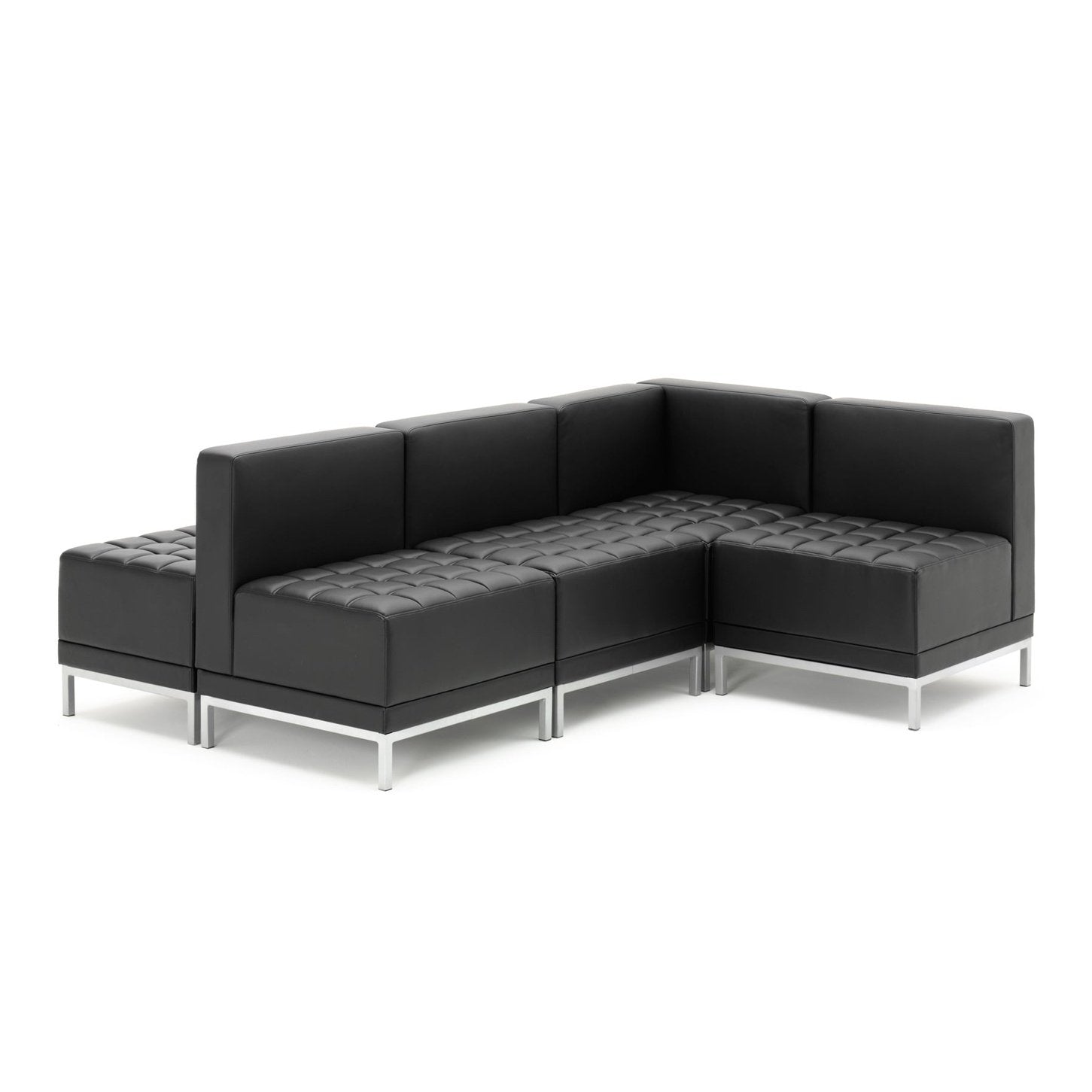 Infinity Modular Straight Back Sofa Chair - Soft Bonded Leather, Chrome Metal Frame, Pre-Assembled, 150kg Capacity, 5hr Usage - 660x660x770mm