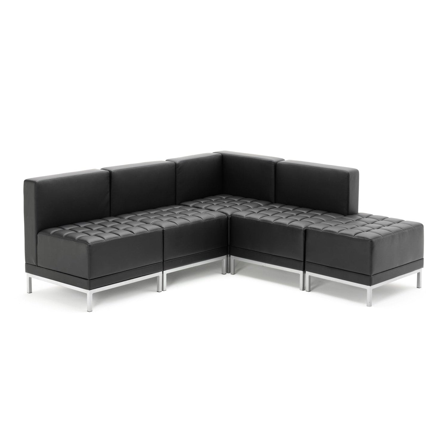 Infinity Modular Straight Back Sofa Chair - Soft Bonded Leather, Chrome Metal Frame, Pre-Assembled, 150kg Capacity, 5hr Usage - 660x660x770mm