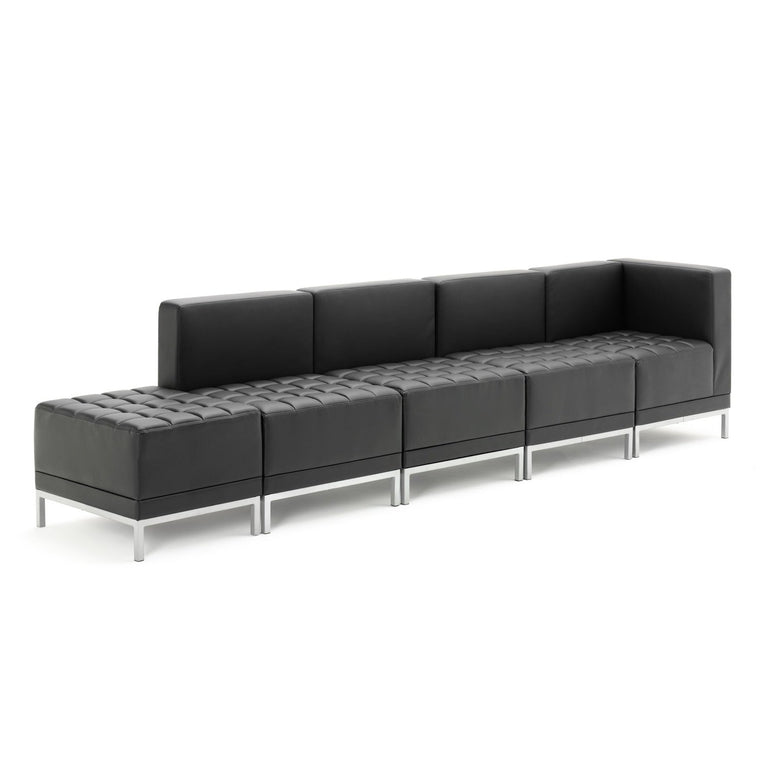 Infinity Modular Straight Back Sofa Chair - Soft Bonded Leather, Chrome Metal Frame, Pre-Assembled, 150kg Capacity, 5hr Usage - 660x660x770mm