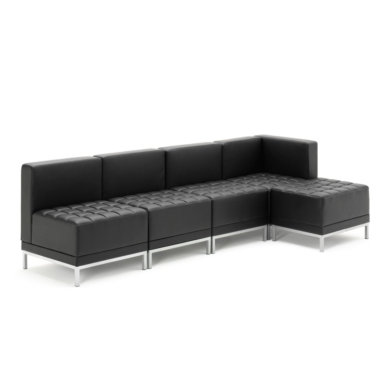 Infinity Modular Straight Back Sofa Chair - Soft Bonded Leather, Chrome Metal Frame, Pre-Assembled, 150kg Capacity, 5hr Usage - 660x660x770mm