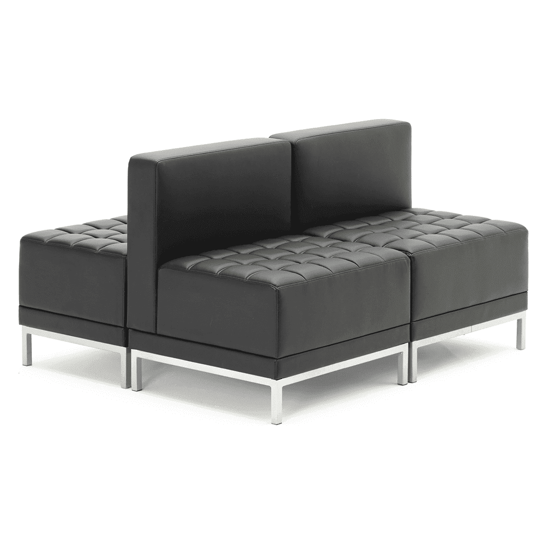 Infinity Modular Straight Back Sofa Chair - Soft Bonded Leather, Chrome Metal Frame, Pre-Assembled, 150kg Capacity, 5hr Usage - 660x660x770mm