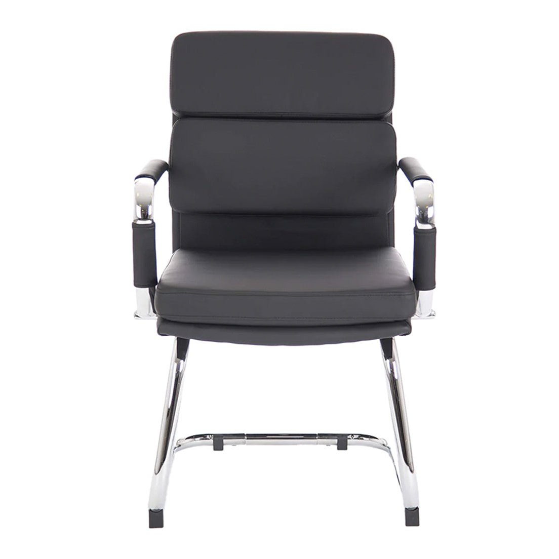 Advocate Medium Back Leather Office Chair - Visitor Chair with Arms, Chrome Frame, 115kg Capacity, 8hr Usage - Flat Packed