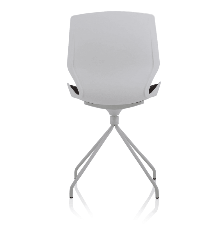 Florence White Spindle Frame Visitor Chair - Fabric Seat, Plastic Back, Metal Frame, 110kg Capacity, 8hr Usage, Flat Packed - 490x470x900mm