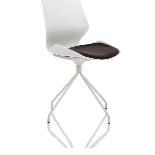 Florence White Spindle Frame Visitor Chair - Fabric Seat, Plastic Back, Metal Frame, 110kg Capacity, 8hr Usage, Flat Packed - 490x470x900mm