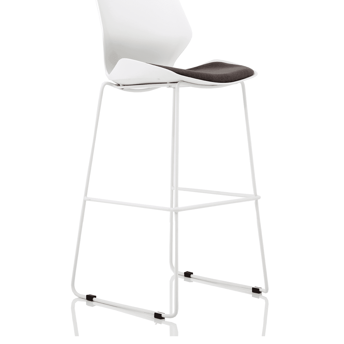 Florence White Frame High Stool Chair - Fabric Seat, Plastic Back, Metal Frame, Flat Packed, 110kg Capacity, 8hr Usage - 500x540x1190mm