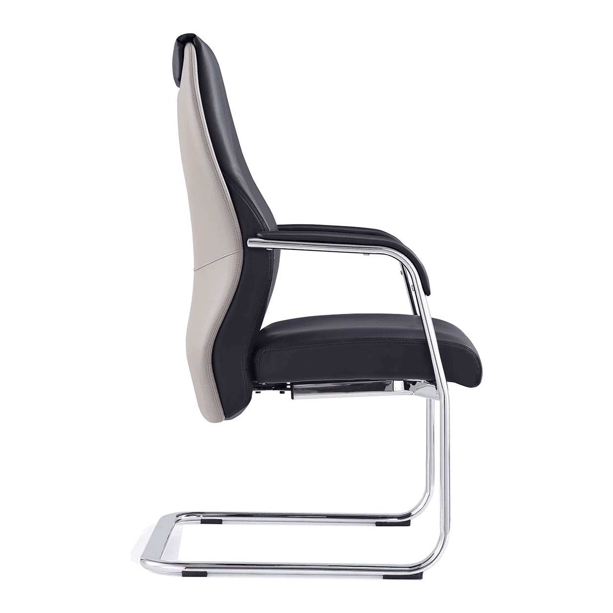 Mien High Back Leather Cantilever Office Chair - Visitor, Chrome Frame, 110kg Capacity, 8hr Use, 5yr Warranty - Flat Packed
