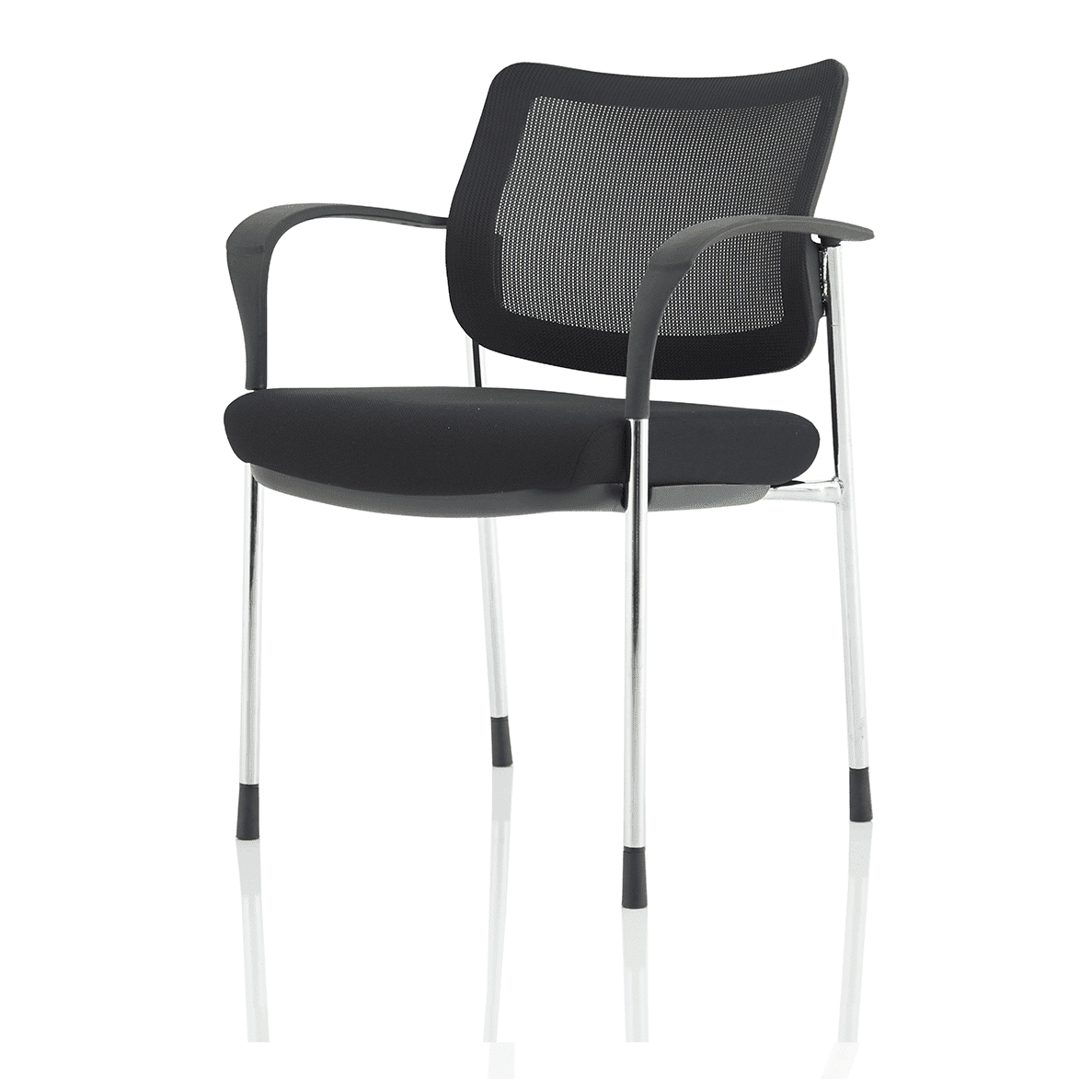 Brunswick Deluxe Medium Back Stacking Office Chair - Fabric & Mesh, Chrome Frame, 115kg Capacity, 6hr Usage, Flat Packed