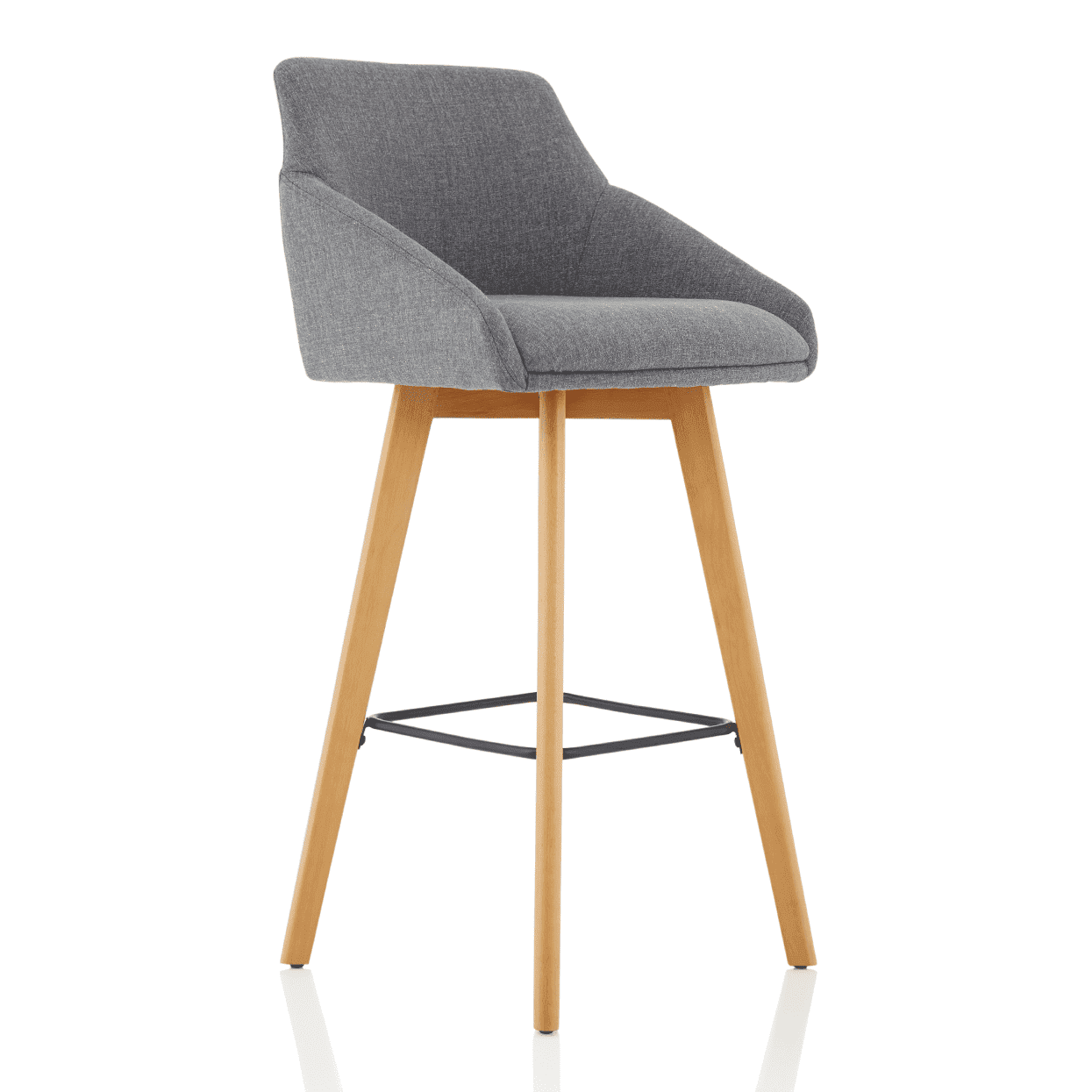 Carmen Grey Fabric High Stool Chair - Wooden Legs, Flat Packed, 125kg Capacity, 6hr Usage, 3yr Frame & 1yr Fabric Warranty