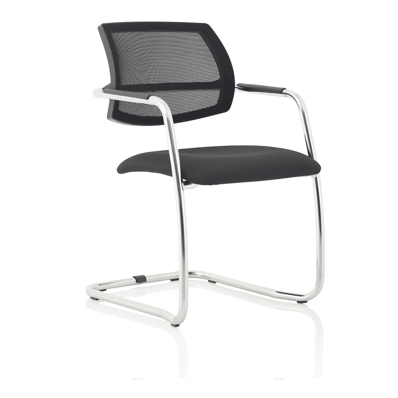 Swift Medium Back Cantilever Visitor Chair - Pre-Assembled, Stackable, Mesh & Fabric, Chrome Metal Frame, 115kg Capacity, 6hr Usage, 2yr Guarantee